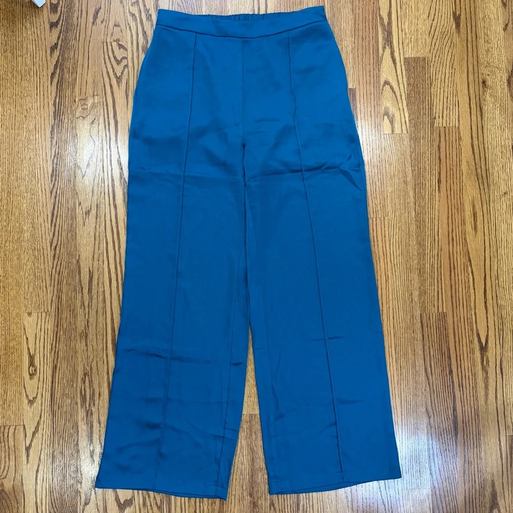 NWT Sincerely Jules Teal Wide-Leg Silky Dress Pants